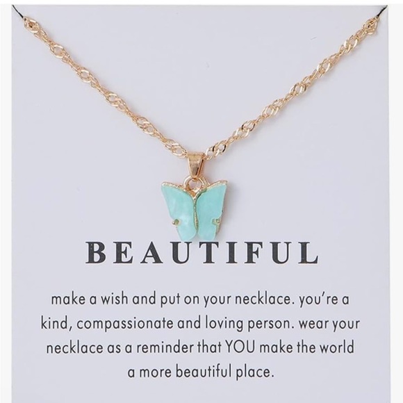 Butterfly Pendant Necklace NWT - Picture 5 of 12